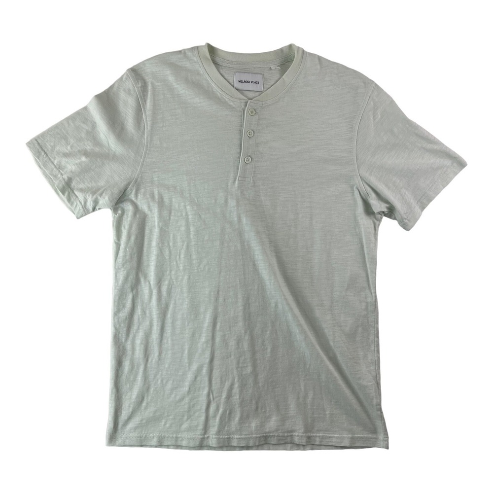 Melrose Place Mint Green‎ Short Sleeve Cotton Henley Shirt Mens Size Medium M